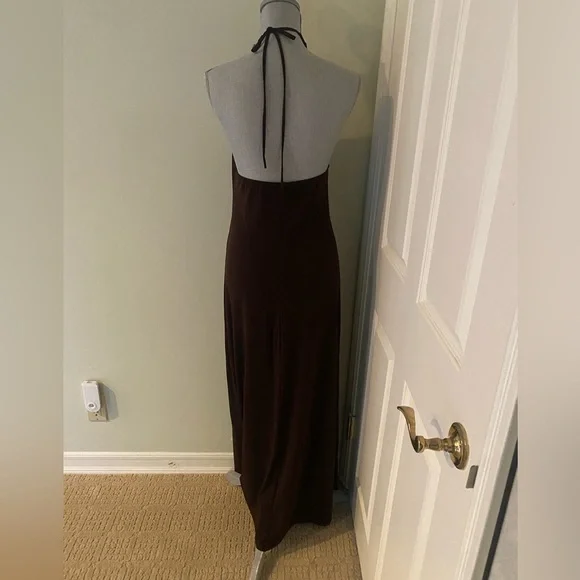 Maxi Halter Dress with Wooden Embellishment around neck - Picture 3 of 5